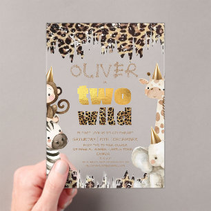 Safari Two Wild 2nd Birthday Acrylic Invitations