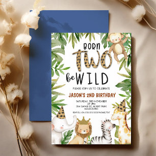Safari Two Wild 2nd Birthday Leopard Cheetah Invitation