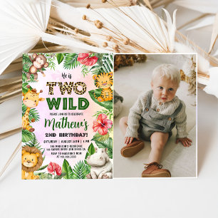 Safari Two Wild 2nd Birthday Photo Invitation