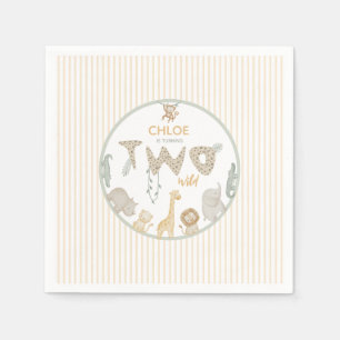 Safari Two Wild 2nd Birthday Sage Green and Yellow Napkin