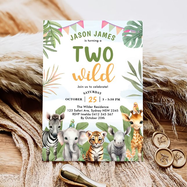 Safari Two Wild 2nd Boy Birthday Invitation (Creator Uploaded)
