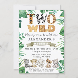 Safari Two Wild Birthday Jungle Party Invitation