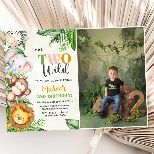 Safari Two Wild Birthday Photo Invitation (Creator Uploaded)