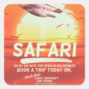 Safari vintage adventure poster. square sticker
