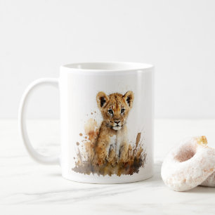 safari watercolor drawing - lion king coffee mug