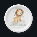 Safari Watercolor Lion Prince Kids Birthday Paper Plate<br><div class="desc">Add a cute safari accent to your event's tablescape with this customisable paper plates. It features watercolor illustration of a lion prince sitting in a cloud with stars. Personalise by adding your own details. These lion paper plates will be perfect for baby showers and kids birthday parties.</div>