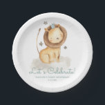 Safari Watercolor Lion Prince Kids Birthday Paper Plate<br><div class="desc">Add a cute safari accent to your event's tablescape with this customisable paper plates. It features watercolor illustration of a lion prince sitting in a cloud with stars. Personalise by adding your own details. These lion paper plates will be perfect for baby showers and kids birthday parties.</div>