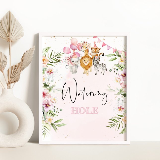 Safari watering hole sign. Tropical drinks Poster (Creator Uploaded)