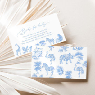 Safari White And Blue Toile Shower Books For Baby Enclosure Card