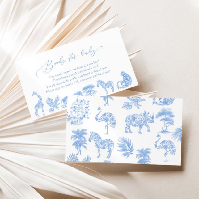 Safari White And Blue Toile Shower Books For Baby Enclosure Card (Creator Uploaded)