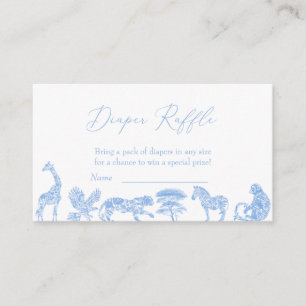Safari White And Blue Toile Shower Diaper Raffle  Enclosure Card