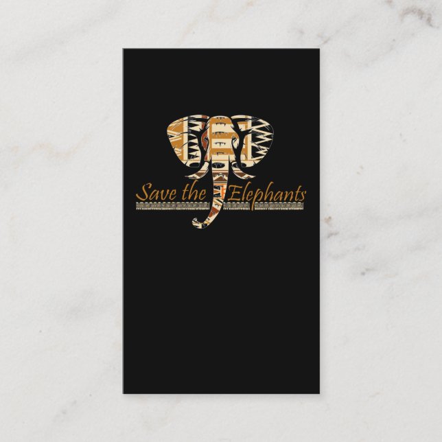 Safari Wild African Animal Elephant Lover Business Card (Front)