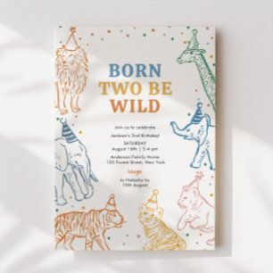 Safari Wild Animals 2nd Birthday Invitation