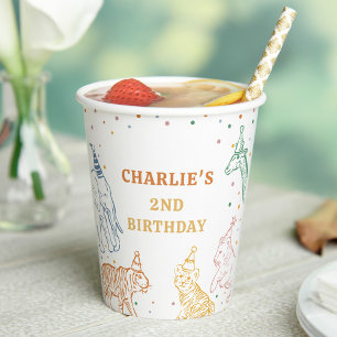 Safari Wild Animals 2nd Birthday Paper Cups