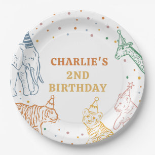Safari Wild Animals 2nd Birthday Paper Plate