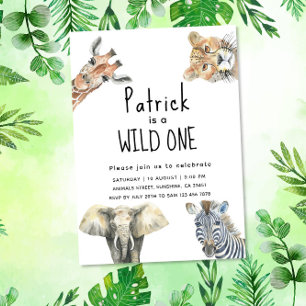 Safari Wild Animals Birthday Invitation