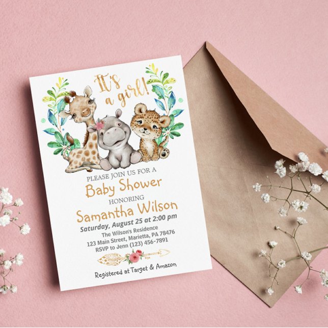 Safari Wild Girl Baby Shower Invitation (Creator Uploaded)