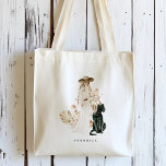 Safari Wild Leopard Boho Lady Personalised Tote Bag<br><div class="desc">This tote bag features a boho lady with a flower bouquet,  leopard with your name. For more advanced customisation of this design,  please click the BLUE DESIGN TOOL BUTTON. Matching items are also available.</div>