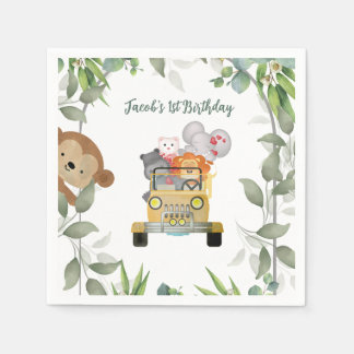 Safari Wild One 1st Birthday Boy Napkin