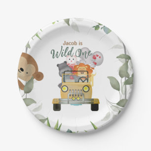 Safari Wild One 1st Birthday Boy Paper Plate