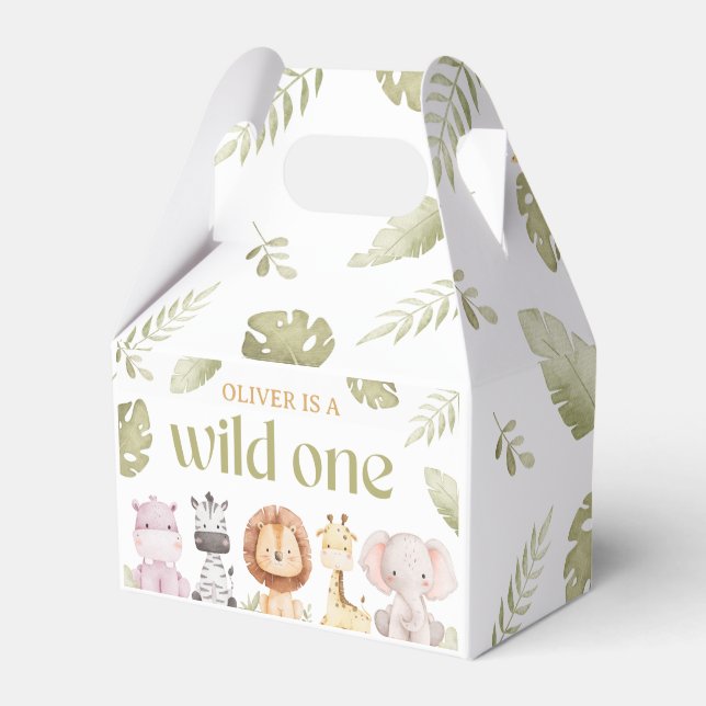 Safari Wild One 1st Birthday Favour Box (Front Side)