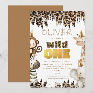 Safari Wild One 1st Birthday Invitation