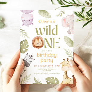 Safari Wild One 1st Birthday Invitation