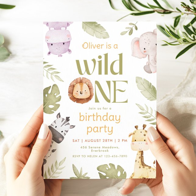 Safari Wild One 1st Birthday Invitation (Creator Uploaded)