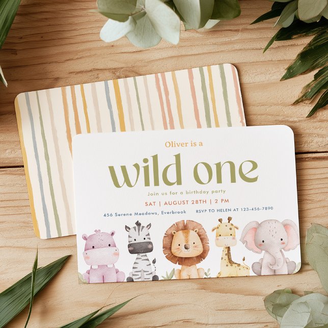 Safari Wild One 1st Birthday Invitation (Creator Uploaded)