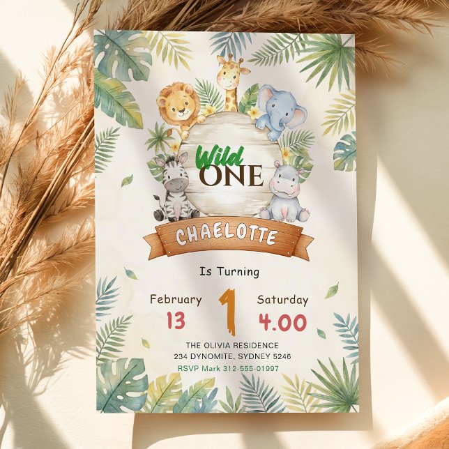 Safari Wild One 1st Birthday Invitation (Creator Uploaded)