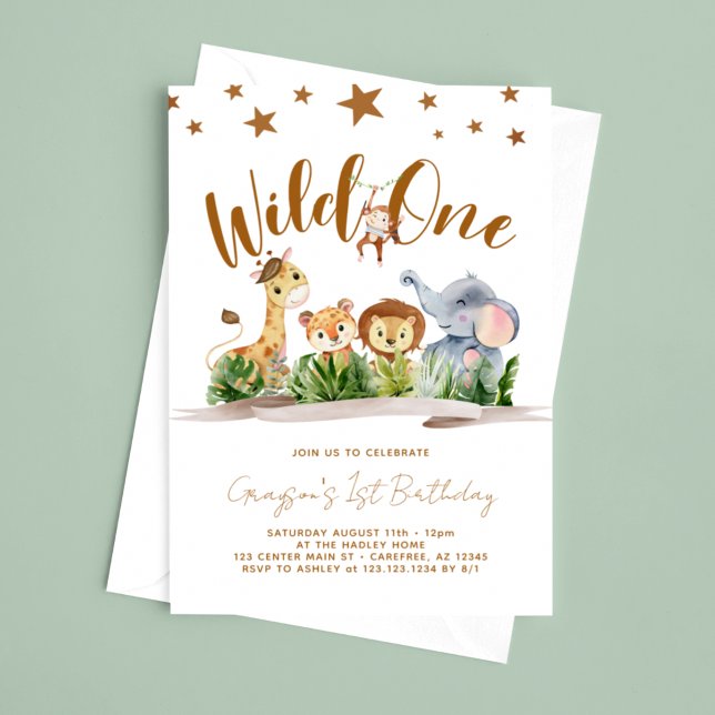 Safari Wild One 1st Birthday Invitation (Creator Uploaded)