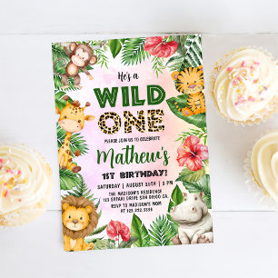 Safari Wild One 1st Birthday Invitation