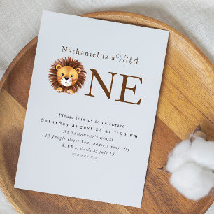 Safari wild one 1st birthday invitation