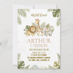 Safari Wild One 1st Birthday Invite Map