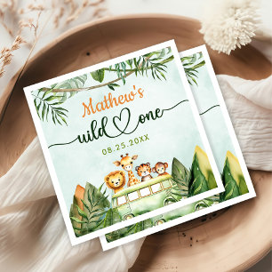 Safari Wild One 1st Birthday Napkin
