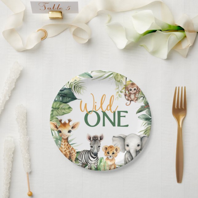 Safari WILD ONE 1st Birthday Paper Plate (Wedding)