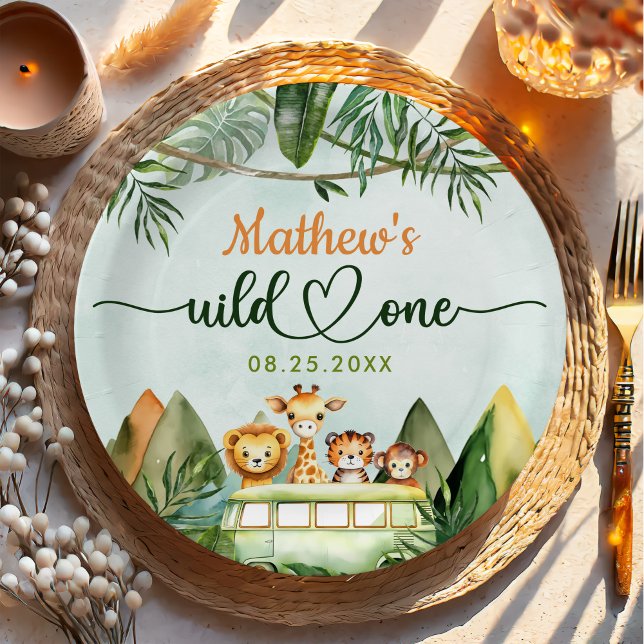 Safari Wild One 1st Birthday Paper Plate (Creator Uploaded)