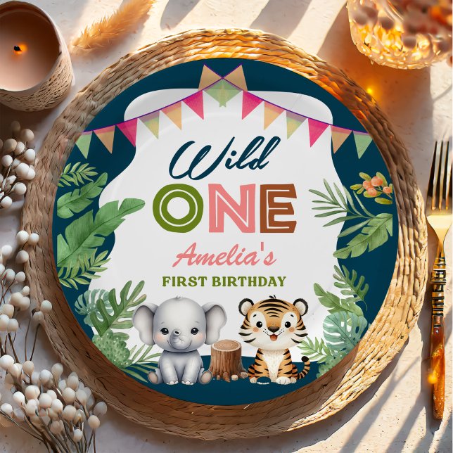 Safari Wild One 1st Birthday Paper Plate (Creator Uploaded)