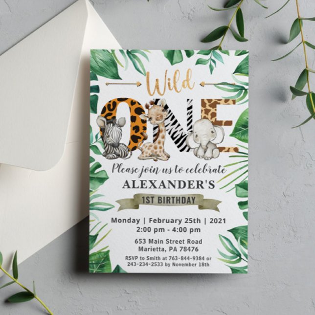 Safari Wild One 1st Birthday Party Invitation (Creator Uploaded)