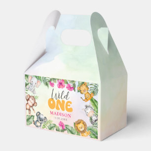 Safari Wild One 1st Girl Birthday Favour Box