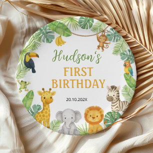Safari Wild One Animals Birthday Party Paper Plate