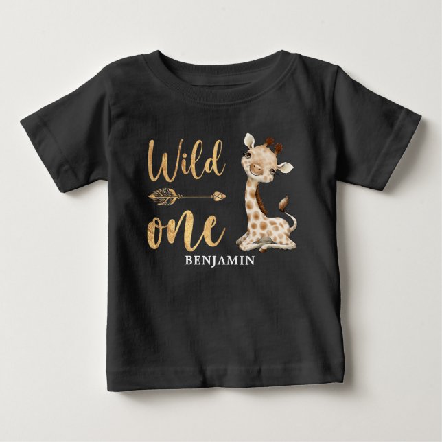 Safari Wild One Baby Animals 1st Birthday Baby  T-Shirt (Front)