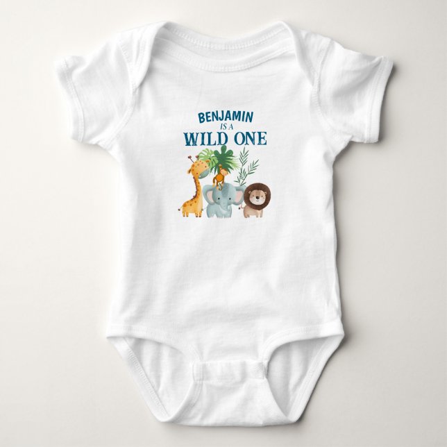 Safari Wild One Baby Bodysuit (Front)