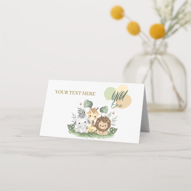 Safari Wild One Baby Folded Place Cards! Place Card (Front)