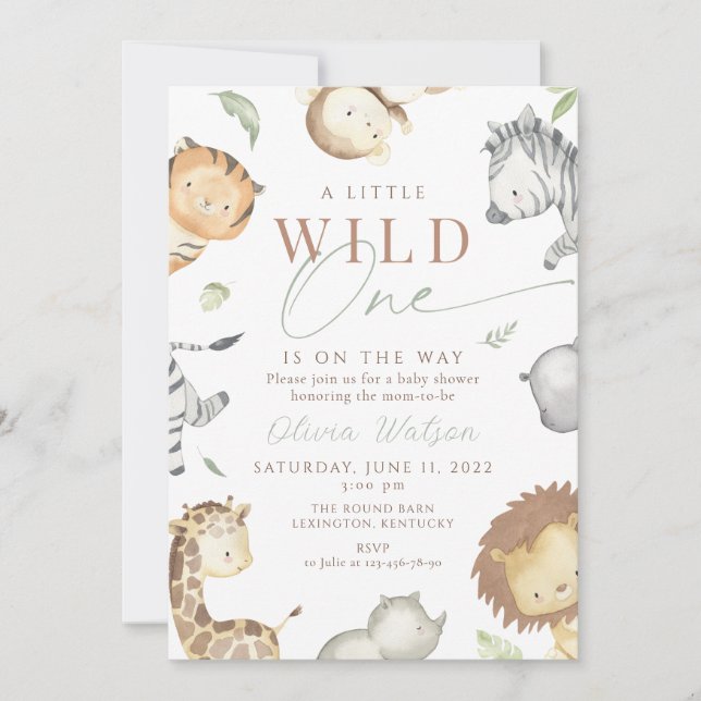 Safari wild one baby shower  invitation (Front)