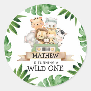 Safari Wild One Birthday  Classic Round Sticker