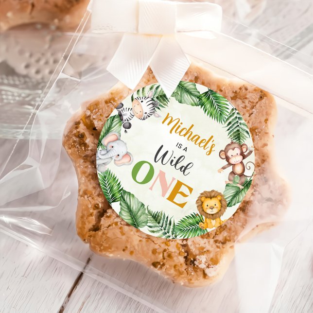 Safari Wild One Birthday Classic Round Sticker (Creator Uploaded)