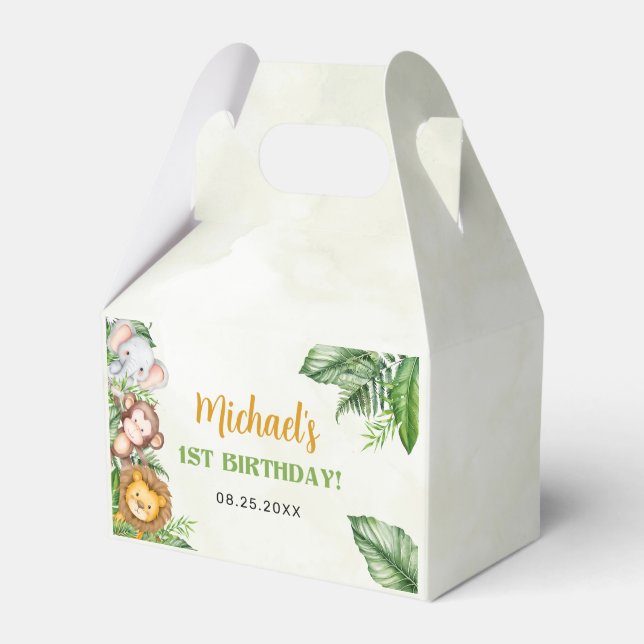 Safari Wild One Birthday Favour Box (Front Side)