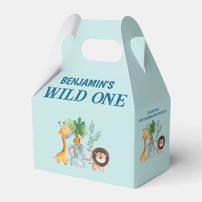 Safari Wild One Birthday  Favour Box (Front Side)