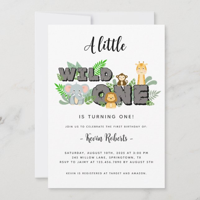 Safari Wild One Birthday Invitation (Front)